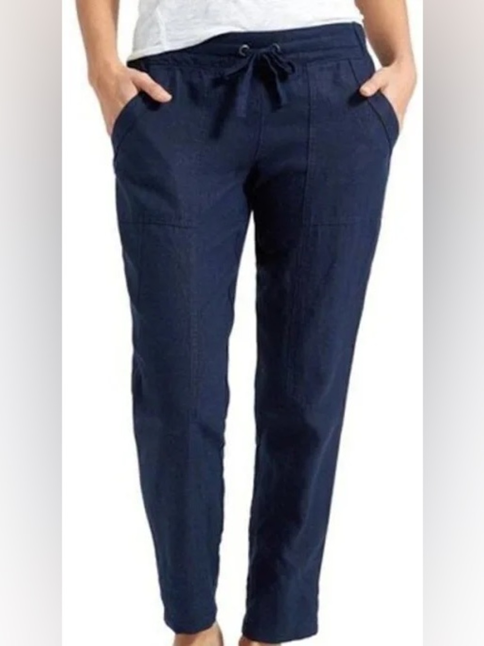 Athleta Linen Reverie Pants in Navy